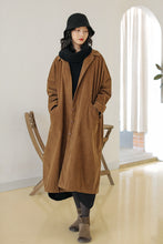 Load image into Gallery viewer, Long Winter Coats for Women, Corduroy Trench, Loose Casual Warm Overcoat

